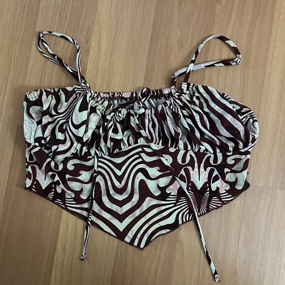 Urban Outfitters Black and Cream Zebra Crop Top